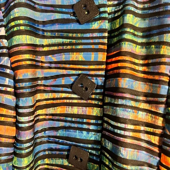 Multiples Vibrant Striped  Artsy long sleeve statement buttons  business blzer - Picture 3 of 11
